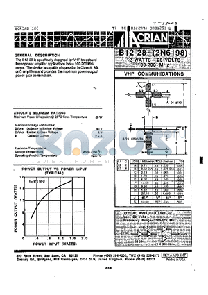 B12-28 datasheet - VHF COMMUNICATIONS