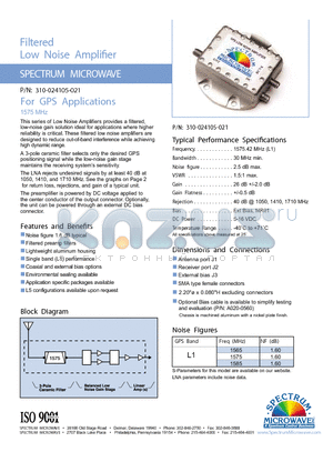 310-024105-021 datasheet - Filtered Low Noise Amplier