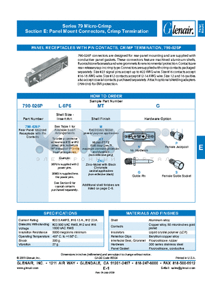 790-026PL-6P6MTS datasheet - Panel Mount Connectors, Crimp Termination