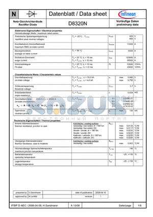 D8320N datasheet - Netz-Gleichrichterdiode Rectifier Diode