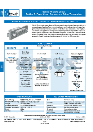 790-027SH-66MTEG datasheet - Panel Mount Connectors, Crimp Termination