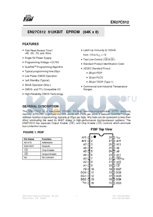 EN27C51245PI datasheet - 512KBIT EPROM (64K x 8)