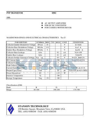 D882 datasheet - PNP TRANSISTOR