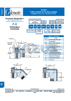 310-035HH001C10D09 datasheet - O-Ring Sealed Shrink Boot Adapter Rotatable Coupling