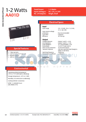 AA01D-012L-090S datasheet - 1-2 Watts