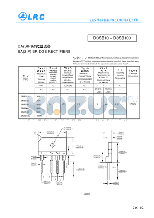 D8SB100 datasheet - 84(SIP) BRIDGE RECTIFIERS