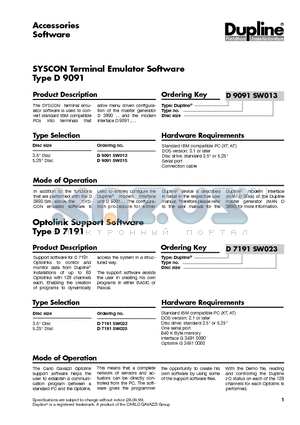 D9091SW015 datasheet - SYSCON Terminal Emulator Software