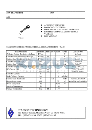 D965 datasheet - NPN TRANSISTOR