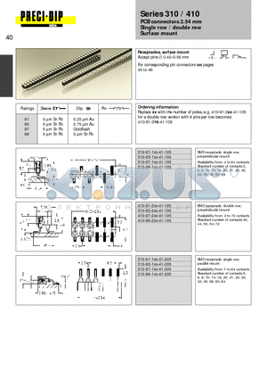 310-99-116-41-105 datasheet - PCB connectors 2.54 mm Single row / double row Surface mount