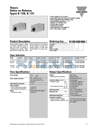 B121724006 datasheet - Timers Delay on Release