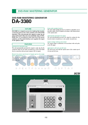 DA-3380 datasheet - DVD-RAM MASTERING GENERATOR