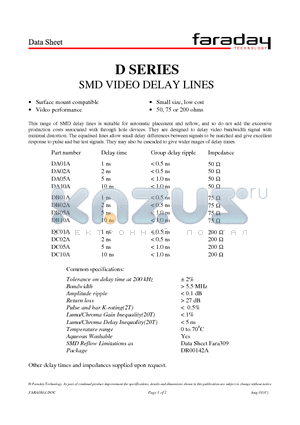 DA01A datasheet - SMD VIDEO DELAY LINES