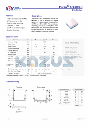 APL1825-R datasheet - PLL Module