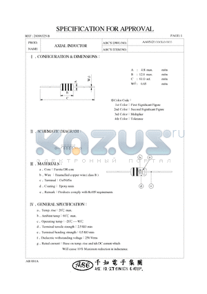 AA0512103JL datasheet - AXIAL INDUCTOR