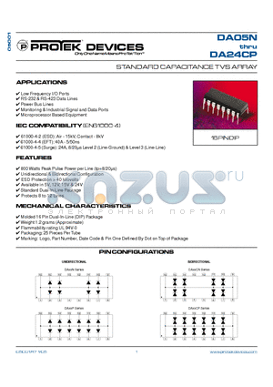 DA05CN datasheet - STANDARD CAPACITANCE TVS ARRAY