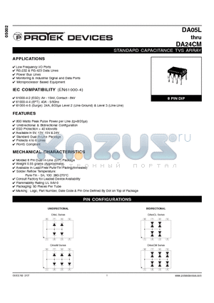 DA05L_07 datasheet - STANDARD CAPACITANCE TVS ARRAY