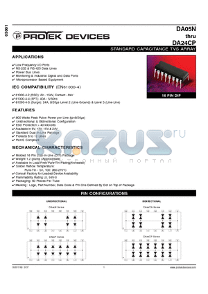 DA05CP datasheet - STANDARD CAPACITANCE TVS ARRAY