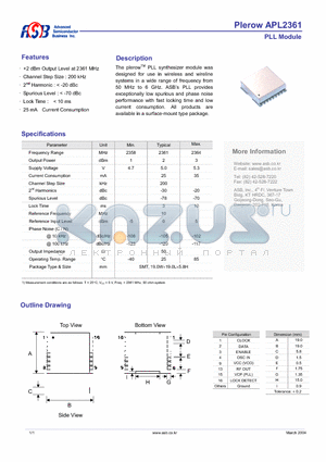 APL2361 datasheet - PLL Module