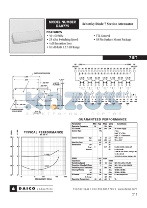 DA0775 datasheet - Schottky Diode 7 Section Attenuator