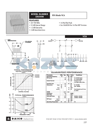 DA0998 datasheet - PIN Diode VCA