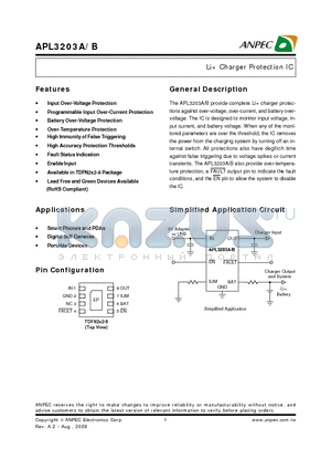 APL3203A datasheet - Li Charger Protection IC