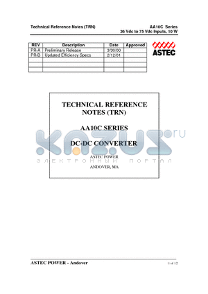 AA10C-048L-033S datasheet - 36 Vdc to 75 Vdc Inputs, 10 W