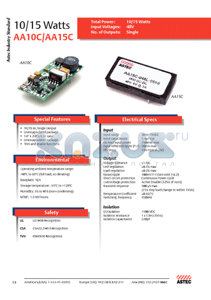 AA10C datasheet - 10/15 Watts