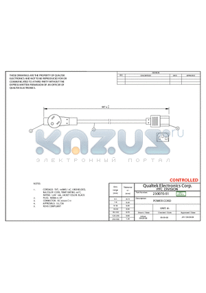 230070-01 datasheet - POWER CORD