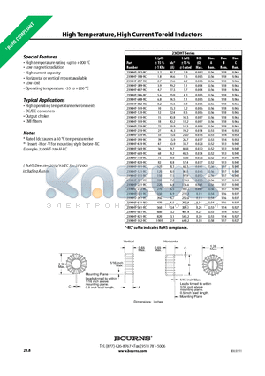 2300HT-270-RC datasheet - High Temperature, High Current Toroid Inductors