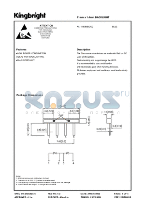 AA1114/2MBC/CC datasheet - 11mm x 1.4mm BACKLIGHT