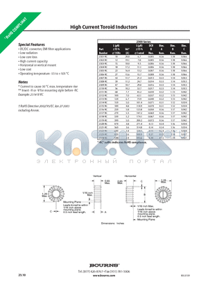 2302-RC datasheet - High Current Toroid Inductors