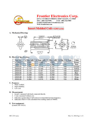 2303 datasheet - Insert Molded Coil