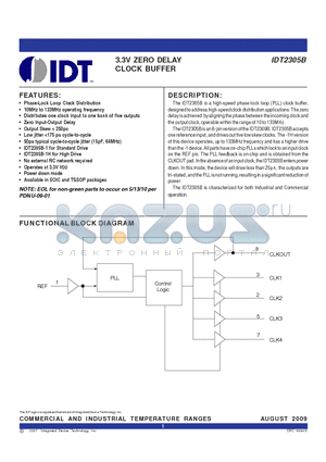 2305B-1DC datasheet - 3.3V ZERO DELAY CLOCK BUFFER