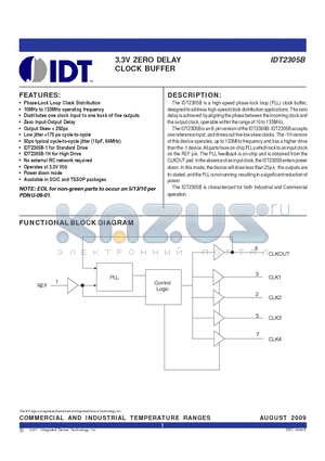 2305B-1HDC datasheet - 3.3V ZERO DELAY CLOCK BUFFER