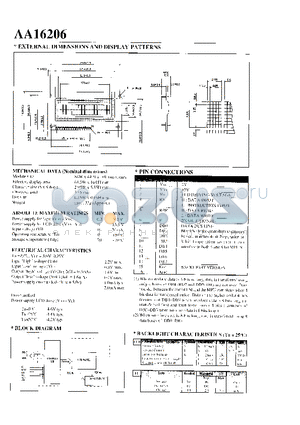 AA16206 datasheet - EXTERNAL DIMENSIONS AND DISPLAY PATTERNS