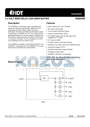 2305M-1 datasheet - 3.3 VOLT ZERO DELAY LOW SKEW BUFFER