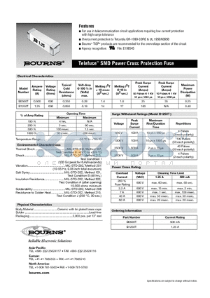 B1250T datasheet - Telefuse SMD Power Cross Protection Fuse