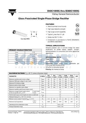 B125C1000G-E4/51 datasheet - Glass Passivated Single-Phase Bridge Rectifier