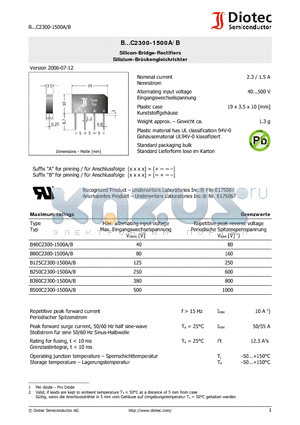 B125C2300-1500A/B datasheet - Silicon-Bridge-Rectifiers