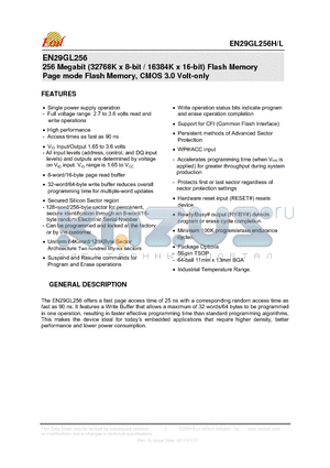 EN29GL256H datasheet - 256 Megabit (32768K x 8-bit / 16384K x 16-bit) Flash Memory Page mode Flash Memory, CMOS 3.0 Volt-only