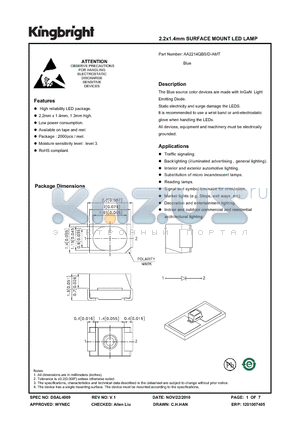 AA2214QBS-D-AMT datasheet - 2.2x1.4mm SURFACE MOUNT LED LAMP