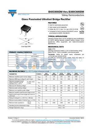 B125C800DM datasheet - Glass Passivated Ultrafast Bridge Rectifier