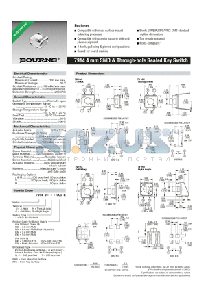 7914G-1-032E datasheet - 4 mm SMD & Through-hole Sealed Key Switch