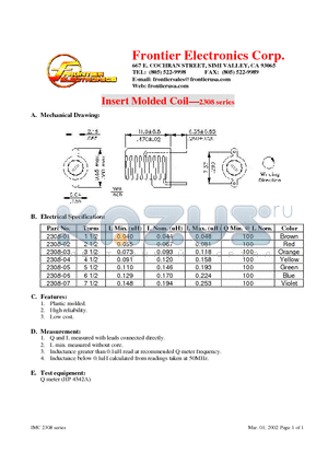 2308-03 datasheet - Insert Molded Coil