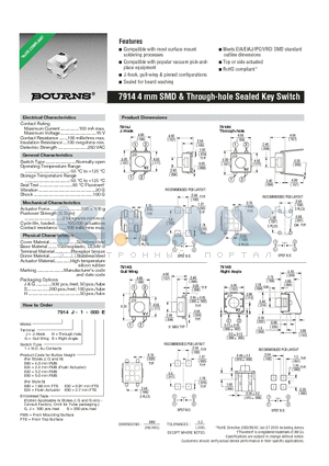 7914J-1-032E datasheet - 4 mm SMD & Through-hole Sealed Key Switch