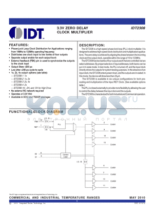 2308-1HDCGI8 datasheet - 3.3V ZERO DELAY CLOCK MULTIPLIER