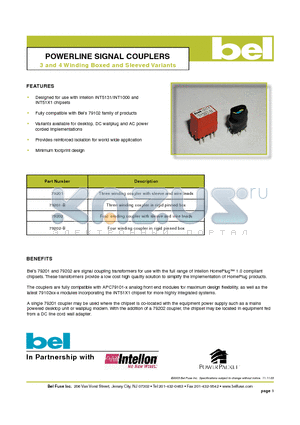 79202 datasheet - POWERLINE SIGNAL COUPLERS 3 and 4 Winding Boxed and Sleeved Variants