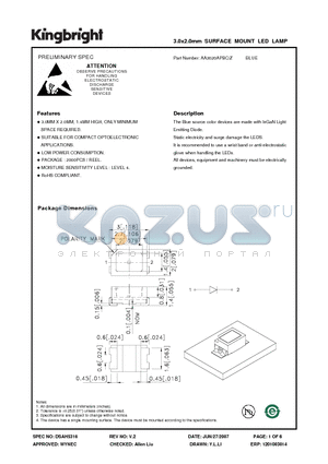 AA3020APBC/Z datasheet - 3.0x2.0mm SURFACE MOUNT LED LAMP
