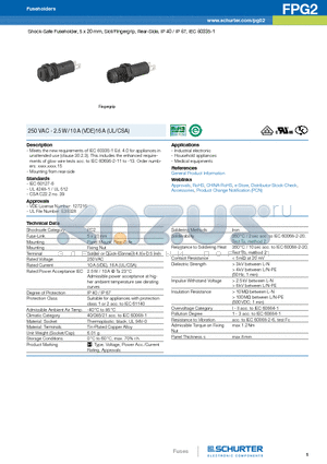 3101.0020 datasheet - Shock-Safe Fuseholder, 5 x 20 mm, Slot/Fingergrip, Rear-Side, IP 40 / IP 67, IEC 60335-1