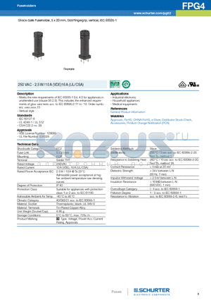 3101.0045 datasheet - Shock-Safe Fuseholder, 5 x 20 mm, Slot/Fingergrip, vertical, IEC 60335-1